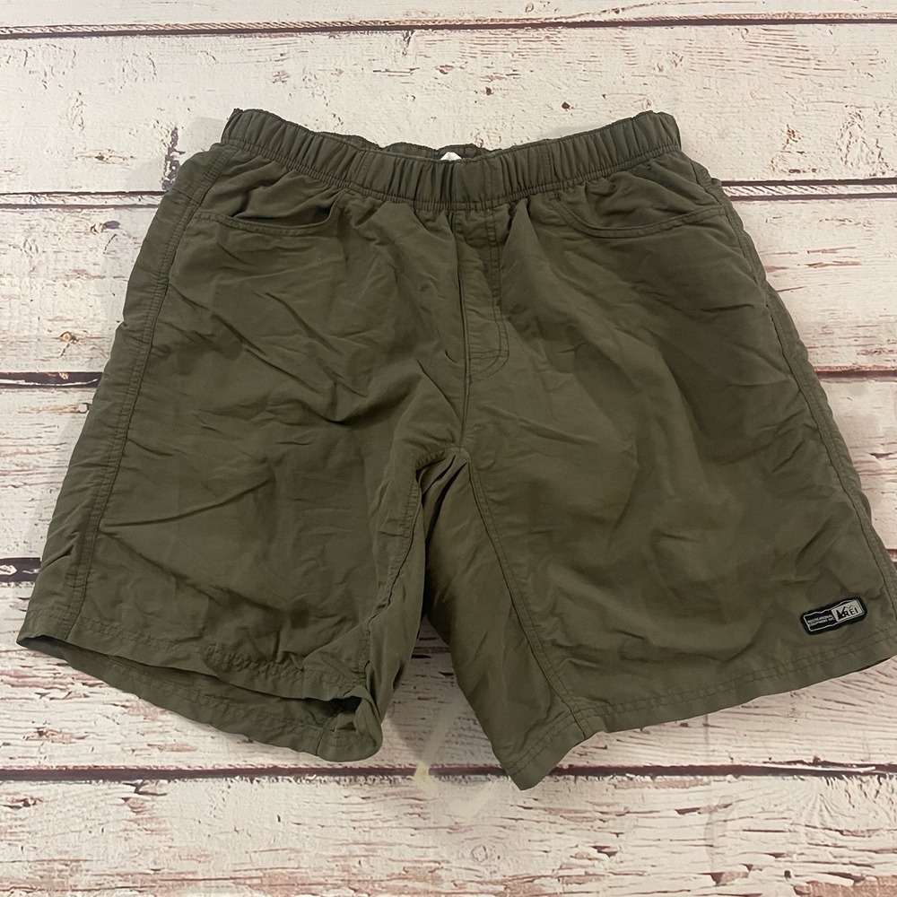 REI Shorts Mens Large Green Nylon/Spandex With Padded Liner Cycling 10"‎